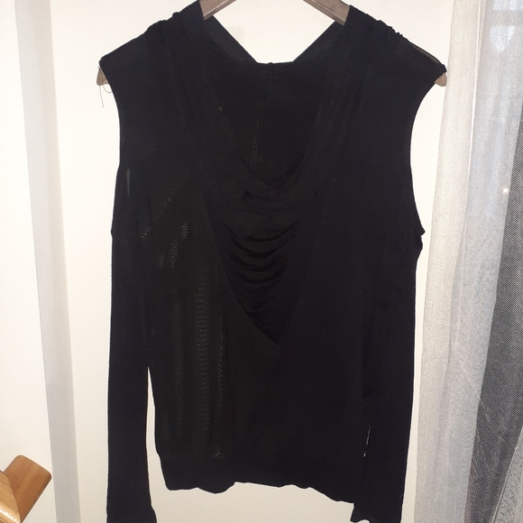 Punk Rave - Semi Sheer Open Shoulder Hoodie - Picture 4 of 10